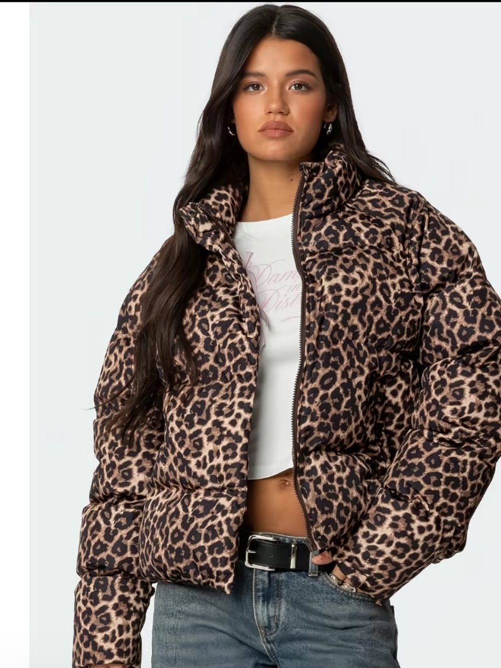 CIDER ESSENTIAL LEOPARD PRINT PUFFER JACKET